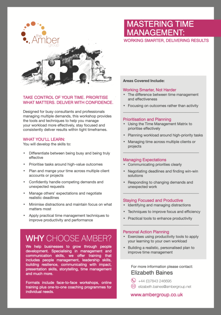 Time management workshop. Learn how to work smarter, not harder